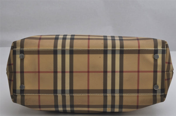 Authentic BURBERRY Vintage Nova Check PVC Leather Hand Bag Beige Junk 0316K