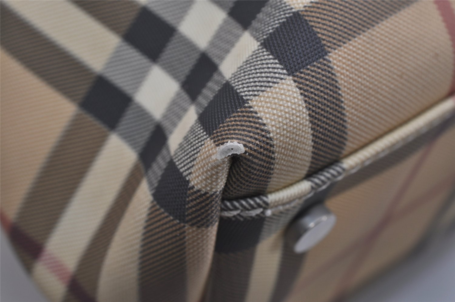 Authentic BURBERRY Vintage Nova Check PVC Leather Hand Bag Beige Junk 0316K