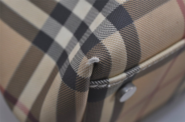 Authentic BURBERRY Vintage Nova Check PVC Leather Hand Bag Beige Junk 0316K