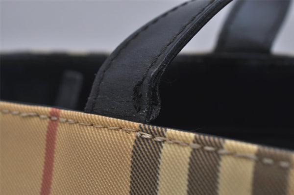 Authentic BURBERRY Vintage Nova Check PVC Leather Hand Bag Beige Junk 0316K