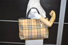 Authentic BURBERRY Vintage Nova Check PVC Leather Hand Bag Beige Junk 0316K