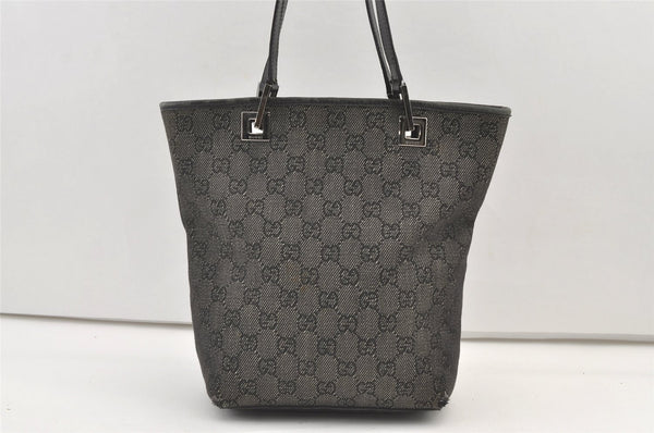 Authentic GUCCI Vintage Shoulder Tote Bag GG Canvas Leather 31244 Black 0317K