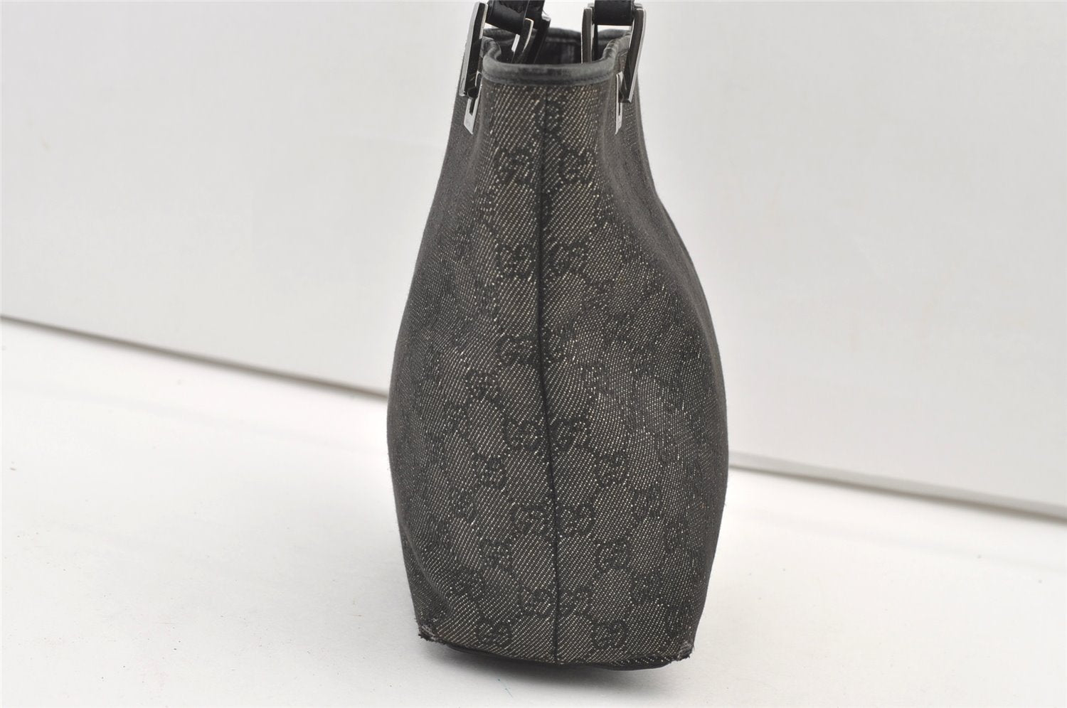 Authentic GUCCI Vintage Shoulder Tote Bag GG Canvas Leather 31244 Black 0317K