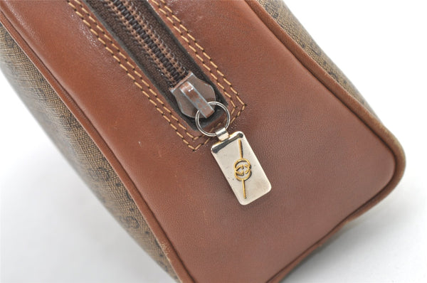 Authentic GUCCI Vintage Micro GG PVC Leather Clutch Hand Bag Purse Brown 0318K