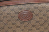Authentic GUCCI Vintage Micro GG PVC Leather Clutch Hand Bag Purse Brown 0318K