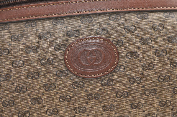 Authentic GUCCI Vintage Micro GG PVC Leather Clutch Hand Bag Purse Brown 0318K