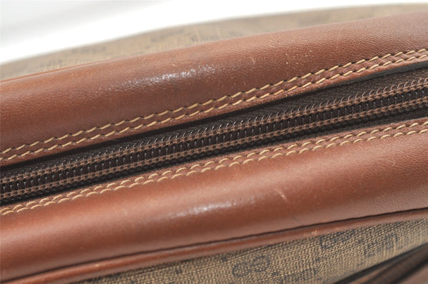 Authentic GUCCI Vintage Micro GG PVC Leather Clutch Hand Bag Purse Brown 0318K