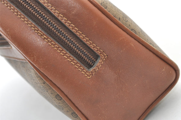 Authentic GUCCI Vintage Micro GG PVC Leather Clutch Hand Bag Purse Brown 0318K