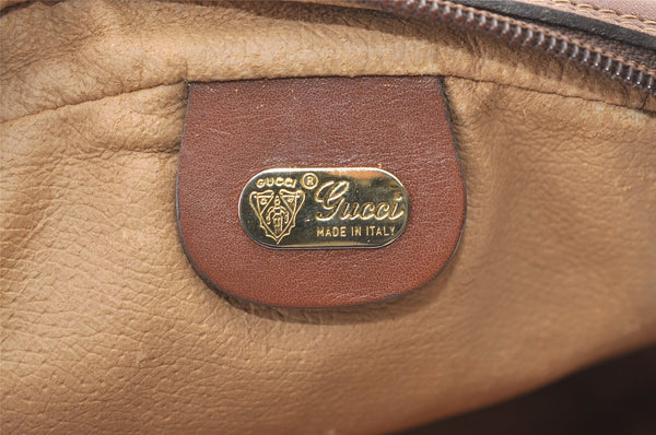 Authentic GUCCI Vintage Micro GG PVC Leather Clutch Hand Bag Purse Brown 0318K