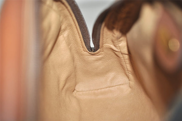 Authentic GUCCI Vintage Micro GG PVC Leather Clutch Hand Bag Purse Brown 0318K