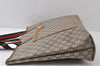 Authentic GUCCI Web Sherry Line GG Plus Tote Bag GG PVC Leather Brown 0320J