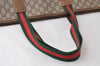 Authentic GUCCI Web Sherry Line GG Plus Tote Bag GG PVC Leather Brown 0320J