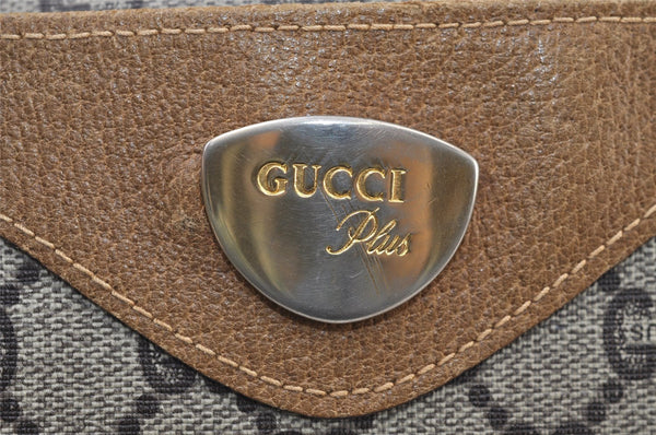 Authentic GUCCI Web Sherry Line GG Plus Tote Bag GG PVC Leather Brown 0320J
