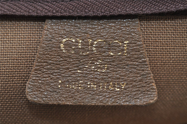 Authentic GUCCI Web Sherry Line GG Plus Tote Bag GG PVC Leather Brown 0320J