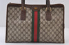 Authentic GUCCI Web Sherry Line Shoulder Hand Bag GG PVC Leather Brown 0321J