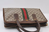 Authentic GUCCI Web Sherry Line Shoulder Hand Bag GG PVC Leather Brown 0321J