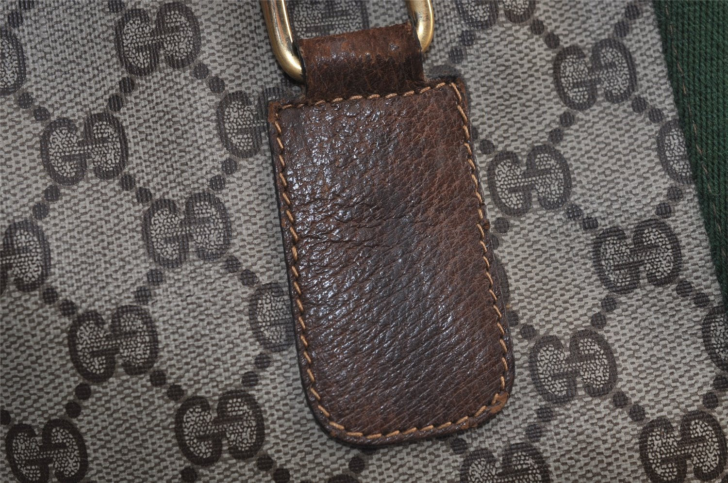 Authentic GUCCI Web Sherry Line Shoulder Hand Bag GG PVC Leather Brown 0321J
