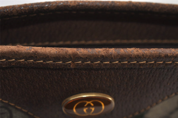 Authentic GUCCI Web Sherry Line Shoulder Hand Bag GG PVC Leather Brown 0321J