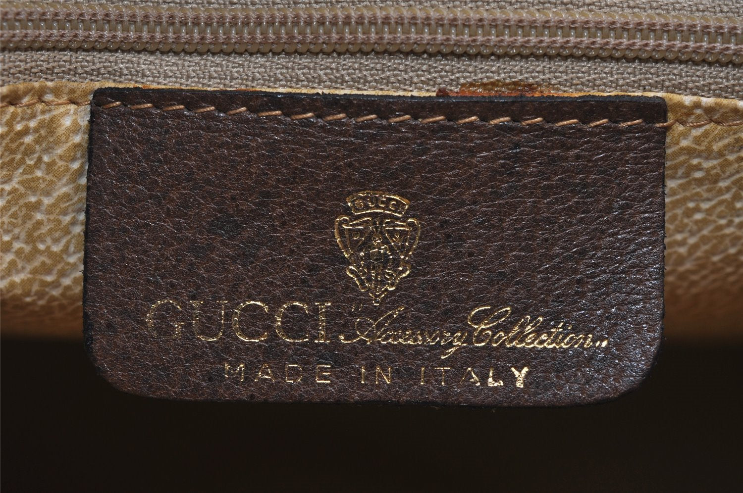 Authentic GUCCI Web Sherry Line Shoulder Hand Bag GG PVC Leather Brown 0321J
