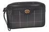 Authentic Burberrys Check Clutch Hand Bag Purse Canvas Leather Navy Blue 0321K