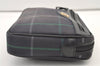 Authentic Burberrys Check Clutch Hand Bag Purse Canvas Leather Navy Blue 0321K