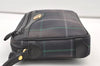 Authentic Burberrys Check Clutch Hand Bag Purse Canvas Leather Navy Blue 0321K