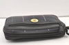 Authentic Burberrys Check Clutch Hand Bag Purse Canvas Leather Navy Blue 0321K