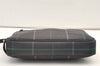 Authentic Burberrys Check Clutch Hand Bag Purse Canvas Leather Navy Blue 0321K