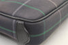 Authentic Burberrys Check Clutch Hand Bag Purse Canvas Leather Navy Blue 0321K