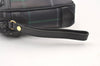 Authentic Burberrys Check Clutch Hand Bag Purse Canvas Leather Navy Blue 0321K