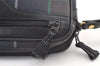 Authentic Burberrys Check Clutch Hand Bag Purse Canvas Leather Navy Blue 0321K