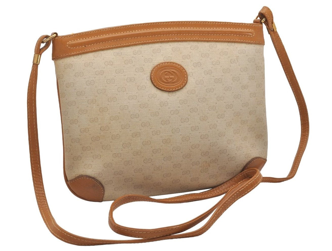 Authentic GUCCI Micro GG PVC Leather Shoulder Cross Bag Purse White Junk 0326J