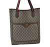 Authentic GUCCI Web Sherry Line GG Plus Tote Bag GG PVC Leather Brown 0328J