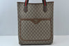 Authentic GUCCI Web Sherry Line GG Plus Tote Bag GG PVC Leather Brown 0328J
