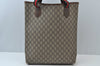 Authentic GUCCI Web Sherry Line GG Plus Tote Bag GG PVC Leather Brown 0328J