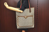 Authentic GUCCI Web Sherry Line GG Plus Tote Bag GG PVC Leather Brown 0328J