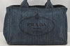 Authentic PRADA Vintage Canapa M Denim 2Way Shoulder Tote Bag 1BG642 Blue 0331J