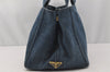 Authentic PRADA Vintage Canapa M Denim 2Way Shoulder Tote Bag 1BG642 Blue 0331J