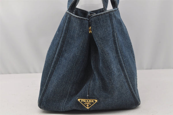 Authentic PRADA Vintage Canapa M Denim 2Way Shoulder Tote Bag 1BG642 Blue 0331J