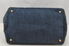 Authentic PRADA Vintage Canapa M Denim 2Way Shoulder Tote Bag 1BG642 Blue 0331J