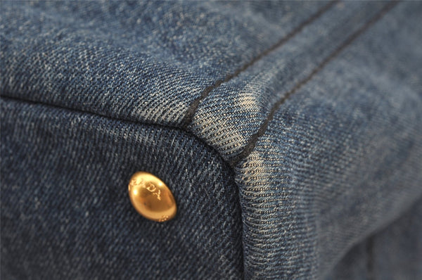 Authentic PRADA Vintage Canapa M Denim 2Way Shoulder Tote Bag 1BG642 Blue 0331J