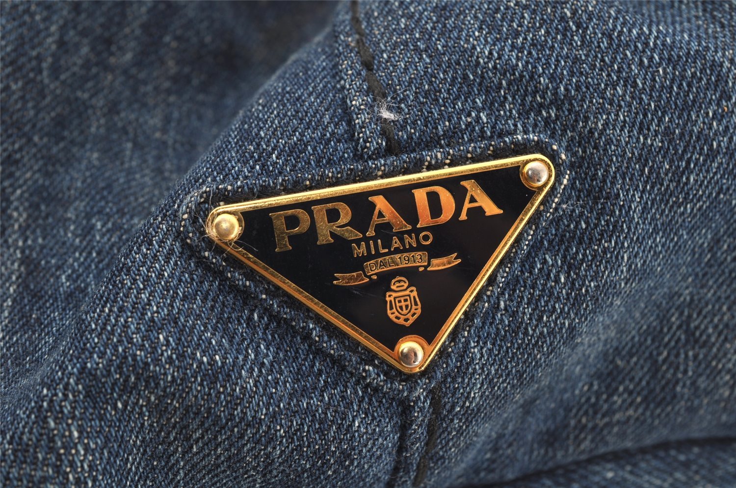 Authentic PRADA Vintage Canapa M Denim 2Way Shoulder Tote Bag 1BG642 Blue 0331J