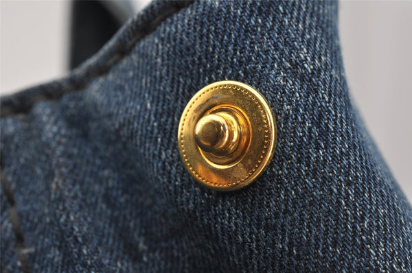 Authentic PRADA Vintage Canapa M Denim 2Way Shoulder Tote Bag 1BG642 Blue 0331J