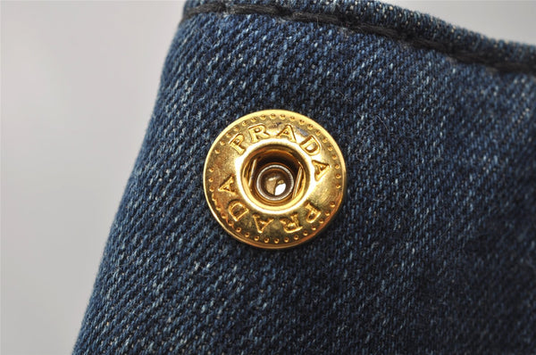Authentic PRADA Vintage Canapa M Denim 2Way Shoulder Tote Bag 1BG642 Blue 0331J