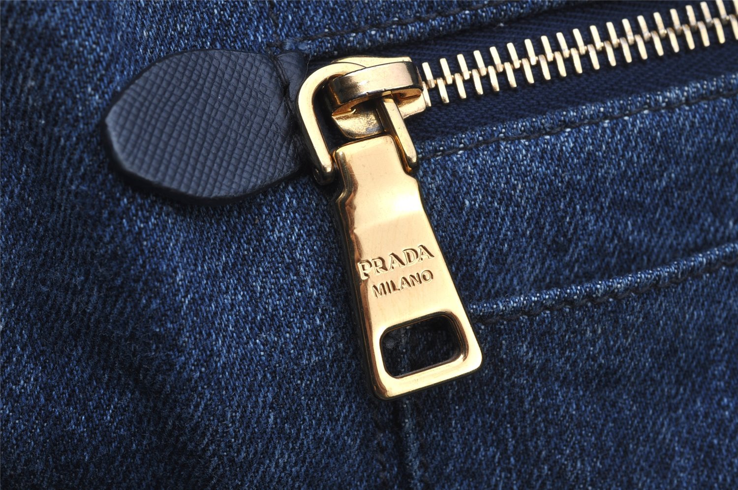 Authentic PRADA Vintage Canapa M Denim 2Way Shoulder Tote Bag 1BG642 Blue 0331J