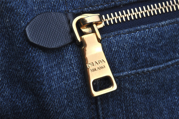 Authentic PRADA Vintage Canapa M Denim 2Way Shoulder Tote Bag 1BG642 Blue 0331J