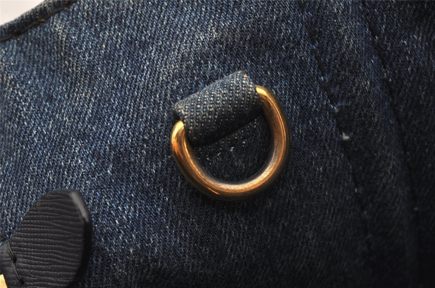 Authentic PRADA Vintage Canapa M Denim 2Way Shoulder Tote Bag 1BG642 Blue 0331J
