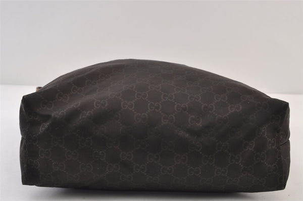 Authentic GUCCI Shoulder Cross Body Bag GG Nylon Leather 308840 Dark Brown 0332J