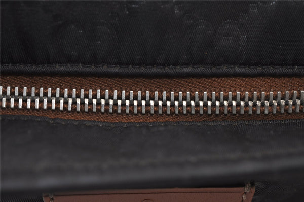 Authentic GUCCI Shoulder Cross Body Bag GG Nylon Leather 308840 Dark Brown 0332J