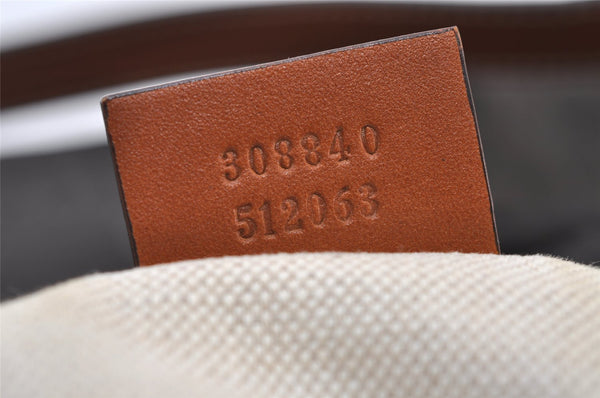 Authentic GUCCI Shoulder Cross Body Bag GG Nylon Leather 308840 Dark Brown 0332J